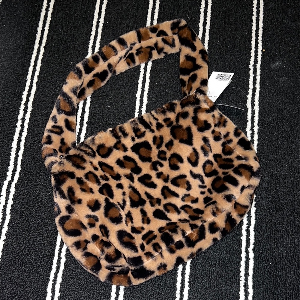 H&M Leopard Print Faux Fur Shoulder Bag Purse